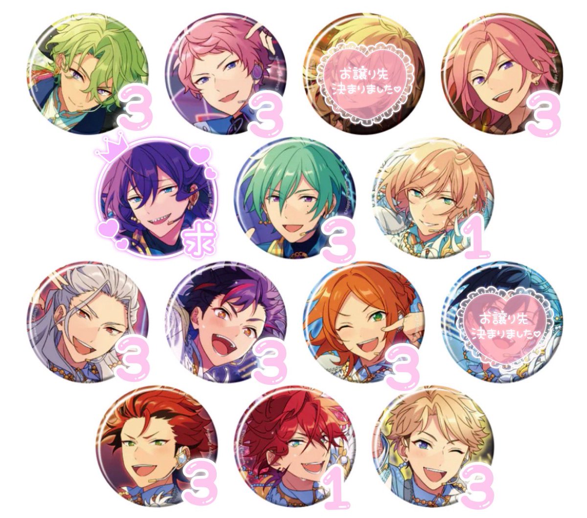 mmc_trade's tweet photo. 【交換】あんスタ コレ缶 コレクション缶バッジ 2026 Feb. Idol

譲 ▶ 画像参照

求 ▶ 交換 : iマヨイ
譲渡 : ☆5→定価、☆4→¥220/個
☆5譲渡の場合☆4より同数お迎えください

❖当方2:お相手様1 の交換◎
❖都内手渡し or 郵送

検索からもお気軽にお声掛けくださいませ(❁ᴗ͈ˬᴗ͈) https://t.co/0B2ziQQKnJ