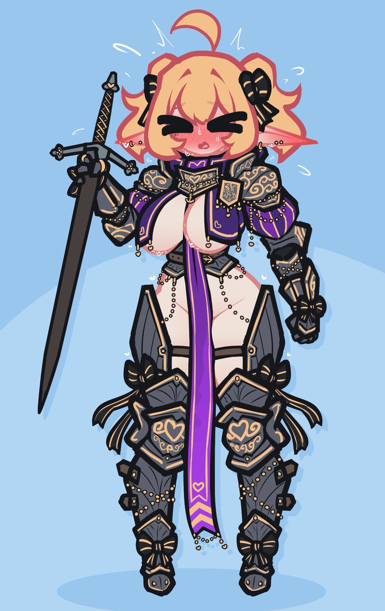 LimeBreaker's tweet photo. And, of course, another "armoured" Knight-skey. As per @CenturiiC's feedback on the official design, "more purple, less clothes".

Looks functional to me! #WhisKeyDetails🥃⚔️ https://t.co/ZsoshodigZ