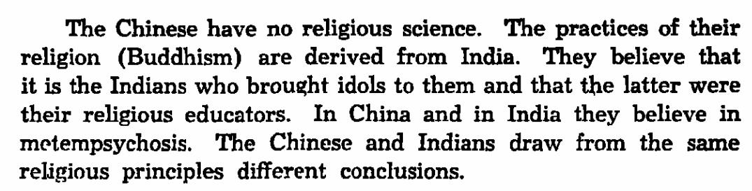 Helios18818's tweet photo. chinese lies a lot
his view on china was bizzare and filled with praises of india, let me tell what he said about china and india

1. He said chinese were dirty and never bathe, in contrast indian bathe everyday two times
2. Sulaiman wrote chinese never brush their teeth unlike indian who brush everytime before eating.
3. Sulaiman wrote Chinese sell human meat in market and various animals like dogs which he find disgusting
4. Sulaiman wrote chinese dont even wash their back after defecation unlike who wash themselve after that,
5. he wrote walls of city of india is made up of proper bricks unlike primitive china where it was made up of wood,
6. Sulaiman wrote chinese house are like thatched straw wooden unlike indian who made proper bricks house with proper roof
7. Sulaman wrote all religon and idols with features(culture) come from india
8. In china when person died chinese mourn him for days before burying him, unlike india where it was quite lenient
9. He also write medical knowledge of indian along with astronomical mathematical is greater than chinese, and most advance in world of that time