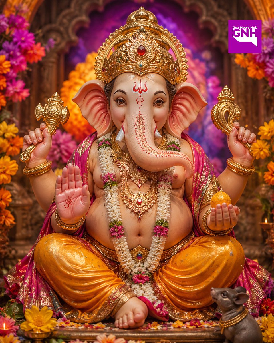 goanewshub's tweet photo. 🙏 May Lord Ganesha remove every obstacle from your path and fill your life with wisdom, peace, and prosperity. Every new beginning becomes auspicious under His divine blessings. 🌺✨
#LordGanesha #GanpatiBappaMorya #DivineBlessings #SpiritualJourney #PeaceAndProsperity https://t.co/fzctWm2NO0