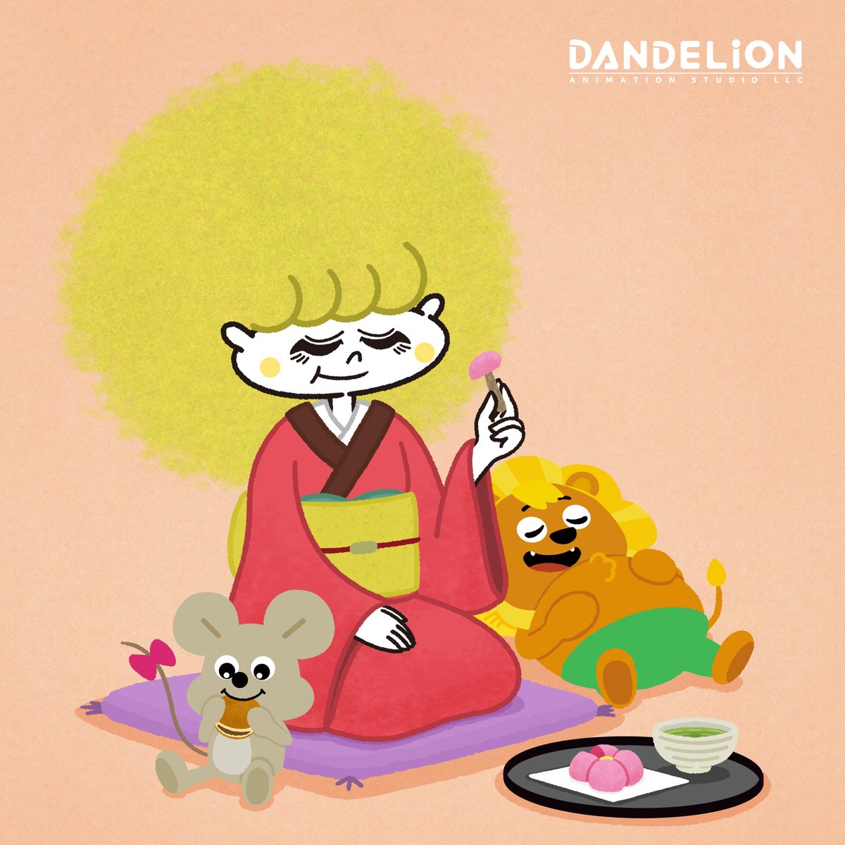 LIONKIDS_DLAS's tweet photo. みんな、久しぶり！元気だった？
ご無沙汰しちゃってごめんね。
今日は和菓子の日なんだって！
広報さんと一緒に、和菓子をい～っぱい食べたよ。
みんなはどんな和菓子が好きかな？

#和菓子の日
#ライオンキッズ 
#動物イラスト 
#ゆるいイラスト https://t.co/Y9Eoi1sgZB