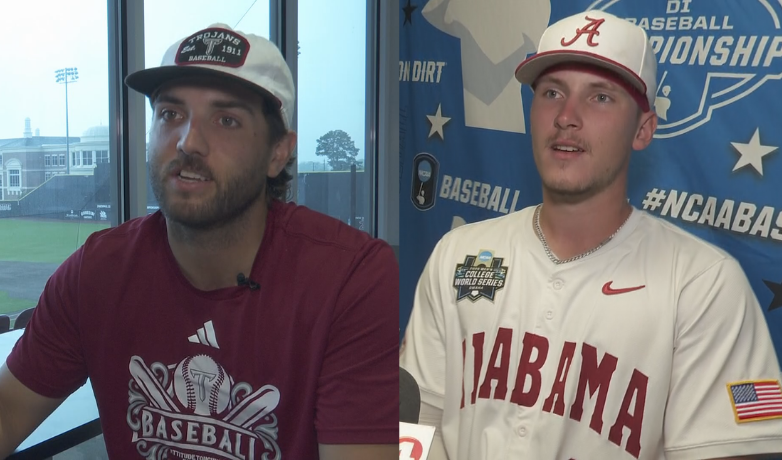 WTVYNews4's tweet photo. Though they wear different uniforms in Omaha, Troy's Blake Cavill and Alabama's John Lemm share a common mission.

READ MORE: https://t.co/6Lu1lZMqyY https://t.co/BYKagN15uD