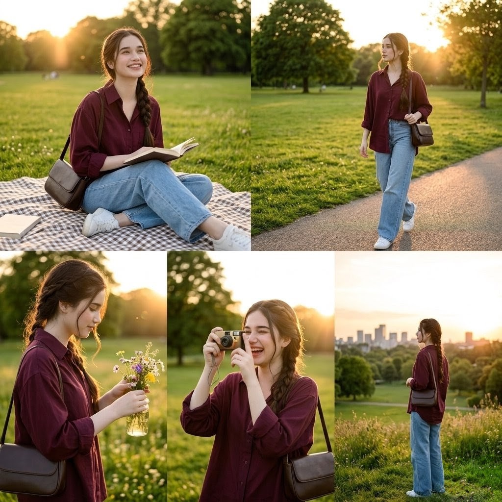 Golden Hour Park Fashion Collage
