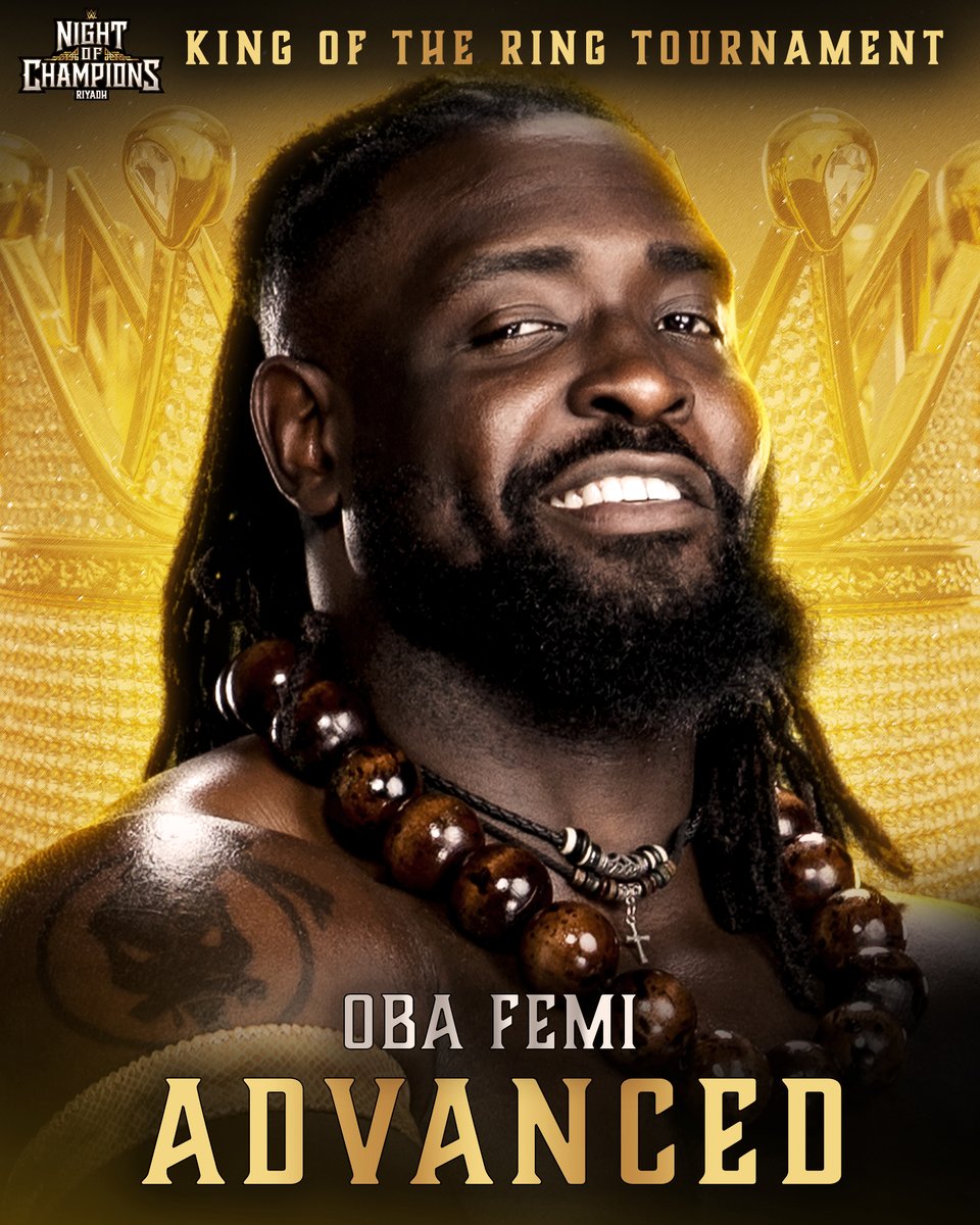 WWE's tweet photo. THE RULER IS INTO THE FINALS 🔥

@Obaofwwe is ONE win away from being crowned King of the Ring! https://t.co/TaErgUVnZy