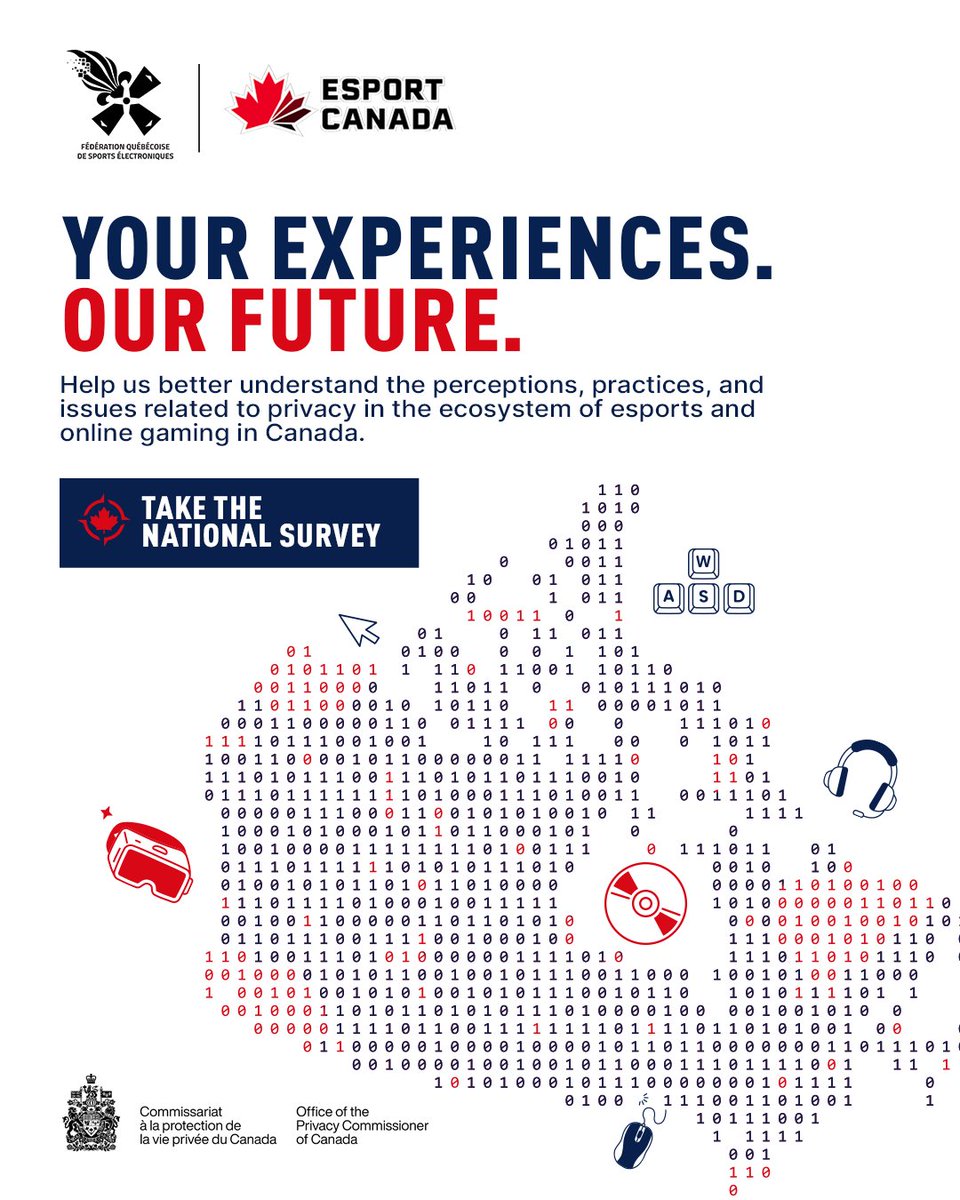 Esport_Canada's tweet photo. The @QuebecEsports & Esport Canada are proud to launch a national research project on data privacy in esports, made possible by the Office of the Privacy Commissioner of Canada. 

Read the full release & learn how you can participate in this national study by visiting: https://t.co/X2Y1iPysL7