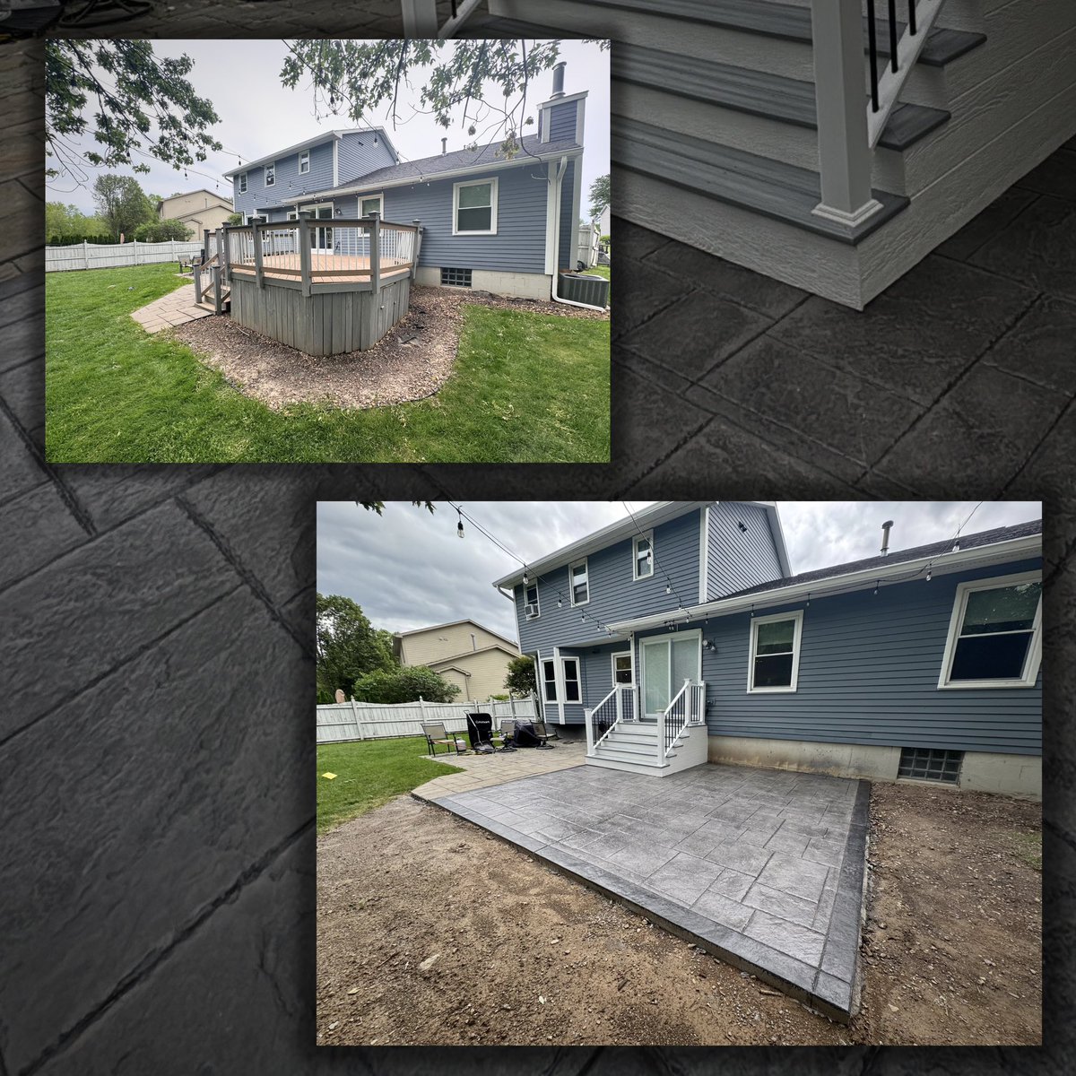 cnyevergreen's tweet photo. Syracuse.. we’re looking to start a remodel trend!! 🔥 
 
These homeowners also traded an aging deck for a stunning stamped concrete patio. Have an old deck that’s seen better days? Reach out to us. We can help you reimagine your outdoor space the Evergreen way. 💚 https://t.co/DyjIZ0a6ph