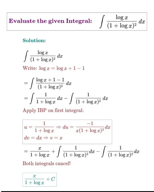 MathHackX's tweet photo. Logarithmic Integral Problem https://t.co/lsUJjvQSxv