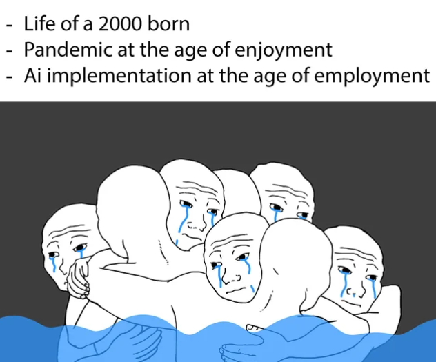 realjordanal's tweet photo. Life of a 2000-born:
Pandemic stole our glow-up years.
AI shows up just as we’re supposed to start making a living.
The system profits, we hustle.
#GenZStruggle #DigitalLabor #AIJustice #LeftTech #WorkersFirst https://t.co/wgWlrK8fBX