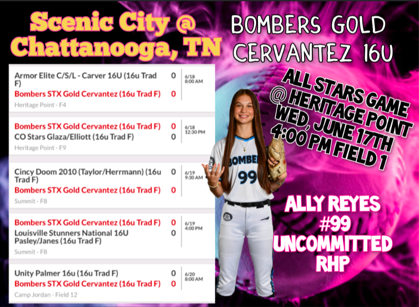 AllyReyes823's tweet photo. Headed to Scenic City! First the All Stars Game then tournament Play! Come out and watch us play🥎@DiamondAddicts @SoftballDown @BombersCerv16U @Acozart44  @TroyTrojansSB @WKUSoftball @GamecockSoftbll @UIC_Softball @StetsonSoftball @LeeUSoftball @GoMocsSB @KentStSoftball @Coach_PetrieSB @aamusoftball @MemphisSoftball