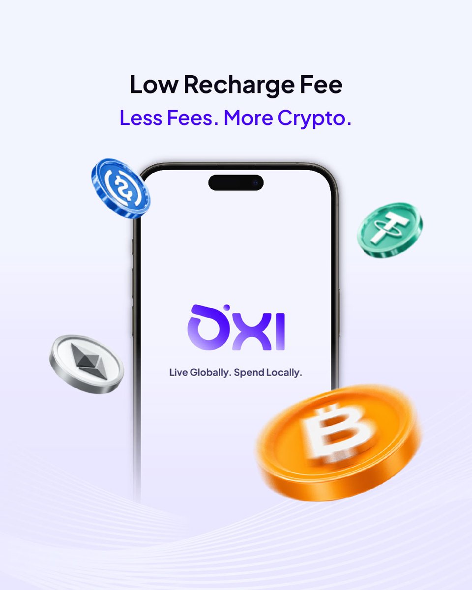 OXIWallet's tweet photo. Recharge with less.
Spend with ease.

Get yours. https://t.co/2aop0oXUoz — link in bio.
 
#OXI #OXIWallet #Visa #CryptoVisa #Crypto #CryptoCard #Web3 #Fintech #Finance #FinanceNews #Bank #BTC #ETH #USDT #USDC https://t.co/P4SED4ma5x