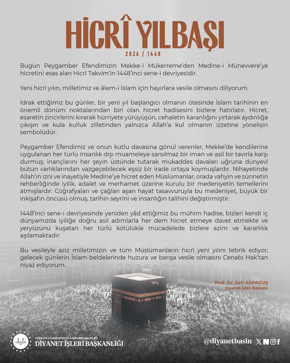 diyanetbasin's tweet photo. Diyanet İşleri Başkanı Prof. Dr. Safi Arpaguş’tan Hicri yeni yıl mesajı

https://t.co/hKWrymbzS8 https://t.co/0D19e3y8yt