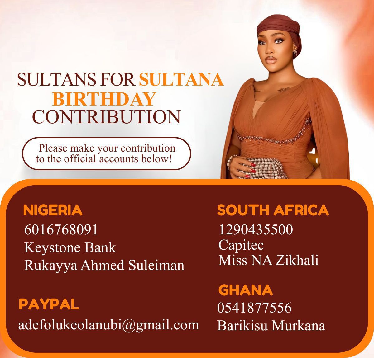 ObinnaEmek30617's tweet photo. Sultans,Sultana birthday is coming up and is already close,pls let's block all the noise and distractions and concentrate here, any amount can go a long way,please repost or quote with something whether your receipts please 🙏,we have things to do.#sultanafarida #sultans #Bbnaija https://t.co/tPBqfdKFvj