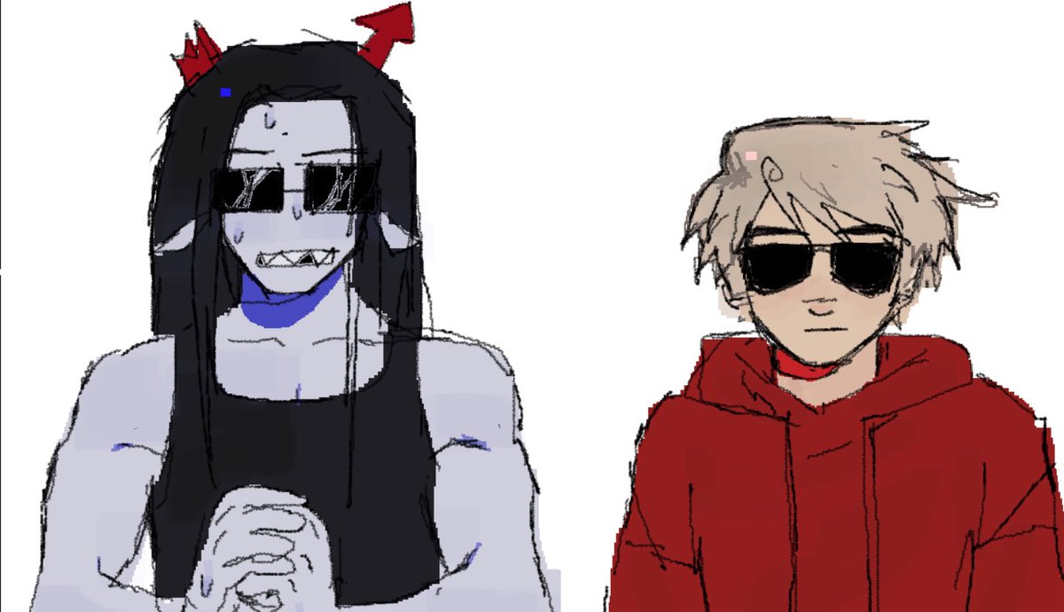 loopsybell's tweet photo. "Could you maybe draw Dave and Equius standing vaguely next to each other" -> is this vague enough https://t.co/xCCZAYTdwK https://t.co/hTIg8pZpot