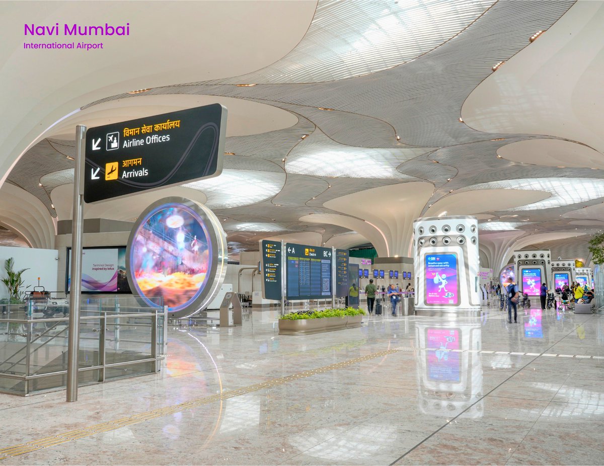 Indianinfoguide's tweet photo. 🚨#AdaniAirportsPrixVersailles World's Most Beautiful Airports List 2026

1 - Navi Mumbai International Airport (NMIA) – Lotus-inspired masterpiece.
2 - Guwahati Airport (LGBIA T2) – Stunning Bamboo Orchid design

Proud moment for India,Adani Airports deliver global excellence with Indian soul. First time any Indian airports make this prestigious