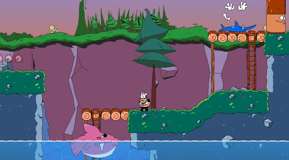 PaperLoogi's tweet photo. Here's a couple screenshots of Big Fish Small Pond, the other new Cherry's Manor level!
Development's been going really well and I'd say this level and MonchiLand are REALLY close to done. https://t.co/GxQKBV3IZf