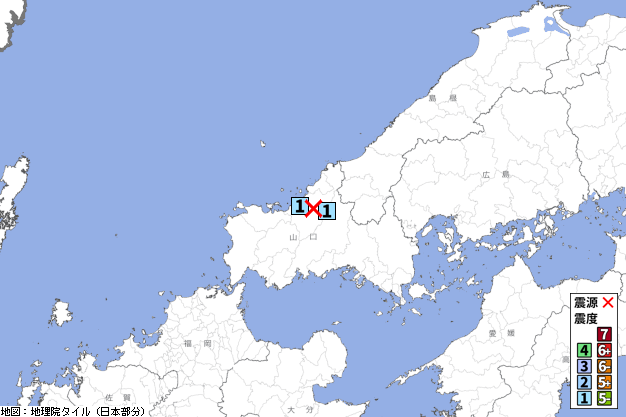 p2pquake's tweet photo. 【地震情報】06/16 16:56頃 震度1 山口県北部(深さ約10km、M3.1) 津波の心配なし [震度1]山口県萩市、山口市  https://t.co/qxeK9T5TyQ https://t.co/e7Qt1bObOV