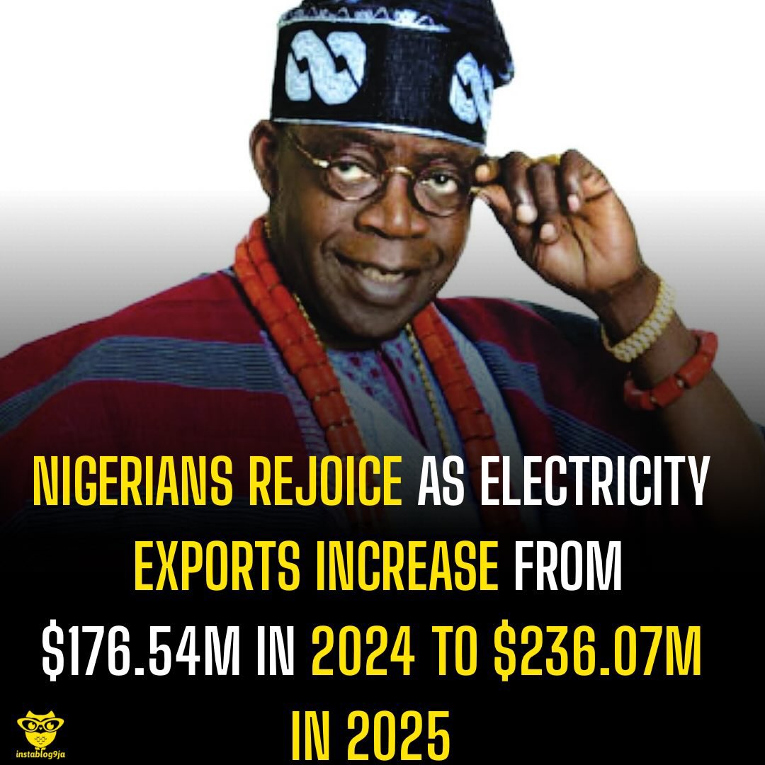 instablog9ja's tweet photo. Nigerians rejoice as electricity exports increased from $176.54m in 2024 to $236.07m in 2025 

Nigeria’s non-oil exports rose to $9.32 billion in 2025, marking a 24.93 per cent increase from $7.46 billion recorded in 2024, according to data from the Central Bank of Nigeria. The growth reflects the country’s ongoing efforts to reduce dependence on crude oil and strengthen alternative sources of export revenue. 

The increase was driven by strong performances across several sectors. Electricity exports grew by 33.72 per cent to $236.07 million, while other non-oil exports climbed to $7.96 billion. Informal cross-border trade also expanded significantly, rising by 29.73 per cent to $252.86 million, while re-exports increased by 27.14 per cent to $860.54 million. 

The African Development Bank (AfDB) noted that Nigeria’s informal sector still accounts for more than half of the country’s GDP, making it a major contributor to employment and economic activity. However, the bank warned that widespread informality limits tax revenue, financial inclusion and productivity growth. 

Limited access to affordable finance remains a major challenge for informal traders and small businesses, as many lack the records and collateral needed to secure loans from financial institutions. Analysts believe greater formalisation could unlock credit opportunities, improve competitiveness and support long-term economic growth.