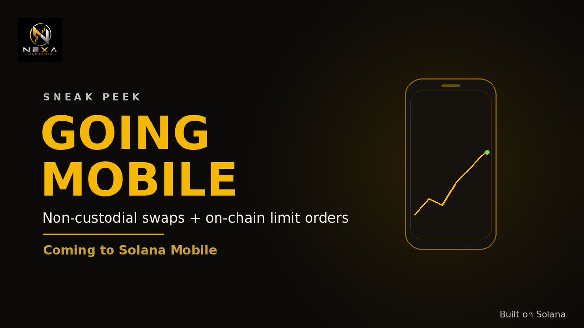 nexa_exchange's tweet photo. NEXA EXCHANGE is going mobile. 👀

Non-custodial swaps and on-chain limit orders, soon in the palm of your hand.

Coming to Solana Mobile.

#Solana #SolanaDeFi https://t.co/HmzCjaNKtx