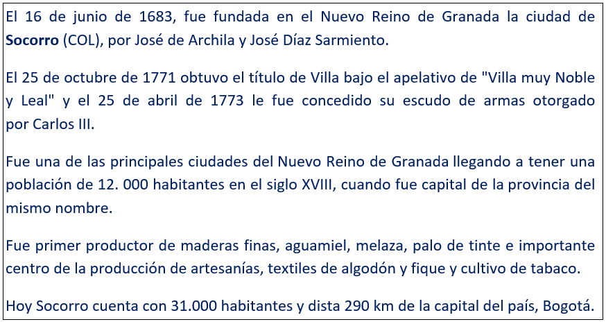 javierleoncio49's tweet photo. El 16 de junio de 1683, hoy hace 343 años, años, fue fundada en el Nuevo Reino de Granada la ciudad de Socorro (COL), por José de Archila y José Díaz Sarmiento. @fonturcol,@colombia_hist,@ElRegionall,@UnilibreSocorro,@EmbajadaColEsp,@EmbajadaEspCol,#santander,#Socorro,#Colombia https://t.co/pOwyZu5NHw