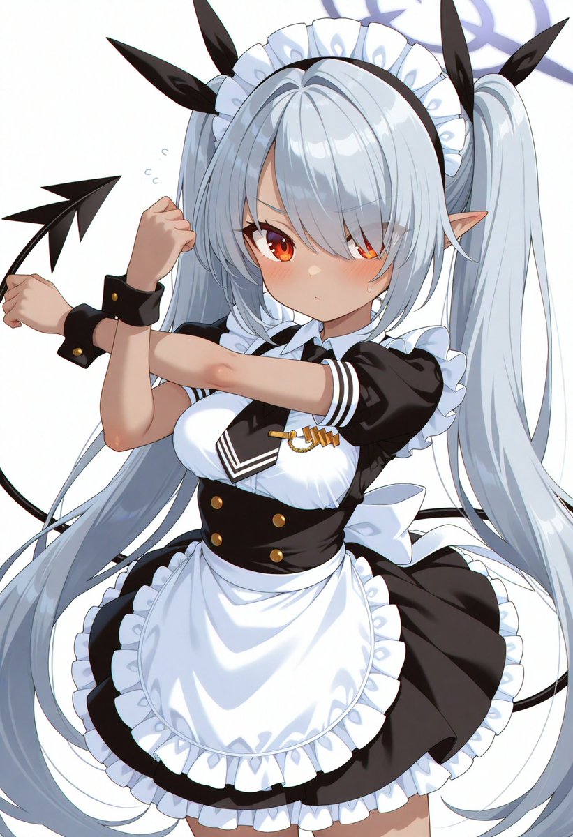 Caster_AIArt's tweet photo. 本日の肩回しストレッチ完了！
今日はメイド服の銀鏡イオリ
特に服装や場所を選ばずにやれるのも良い習慣ですね https://t.co/iEuVGRotu4