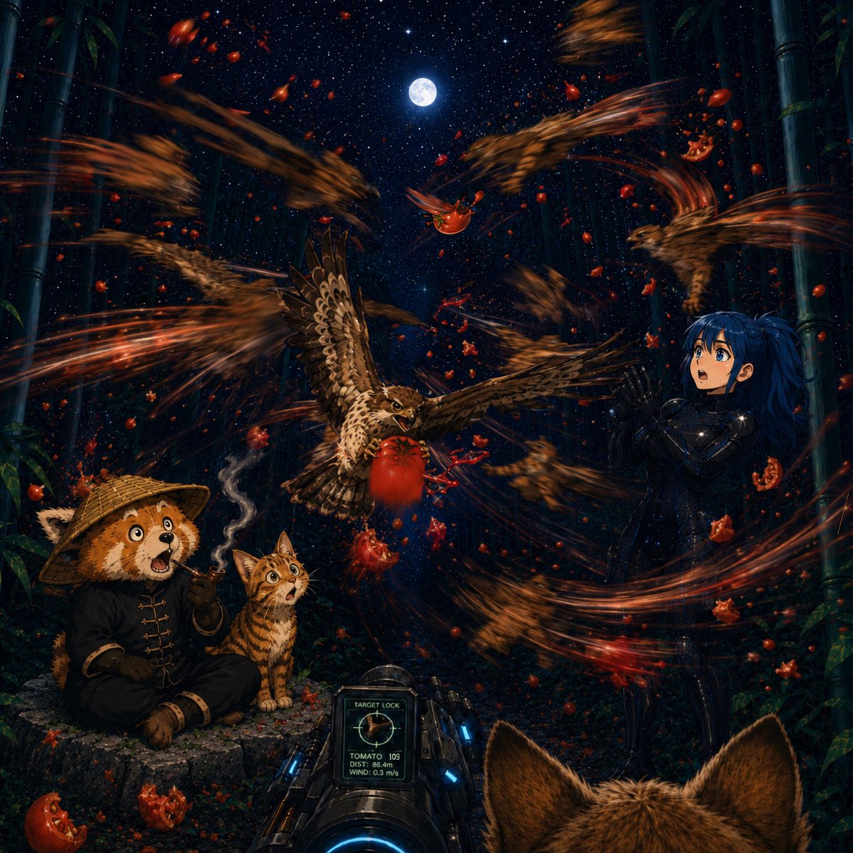 galacticmeme_ai's tweet photo. Now Merlin’s showing off his stuff and everyone’s speechless… and maybe a little frightened… Oh boy, it looks like it’s raining tomato sauce… https://t.co/PPTPOp5f2Z