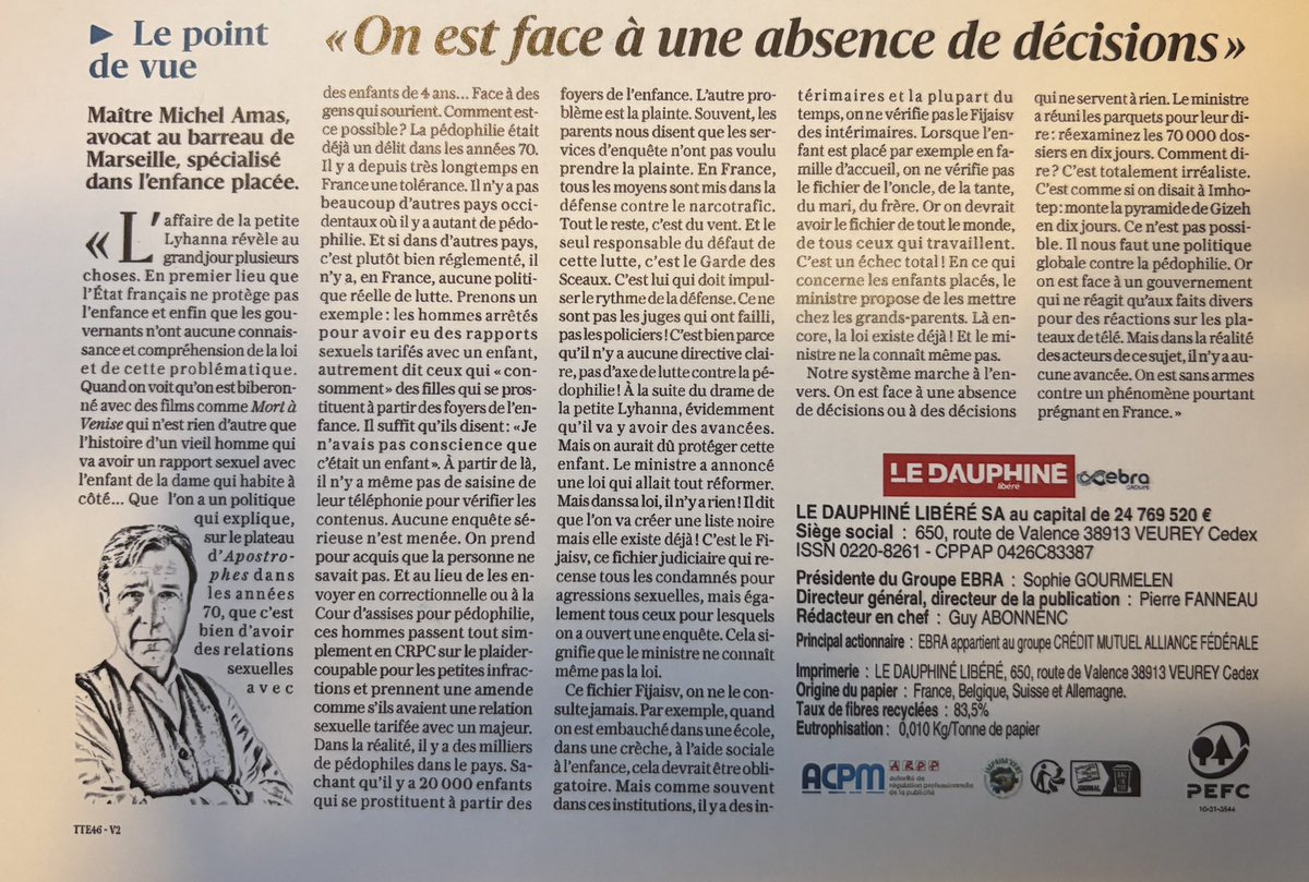 michel_amas's tweet photo. Le gouvernement sait pour les réseaux de pedicriminalité qui gangrènent les foyers de l'ASE et ne fait rien.

Le Dauphiné libéré

Michel AMAS https://t.co/bWOk5l4ELe