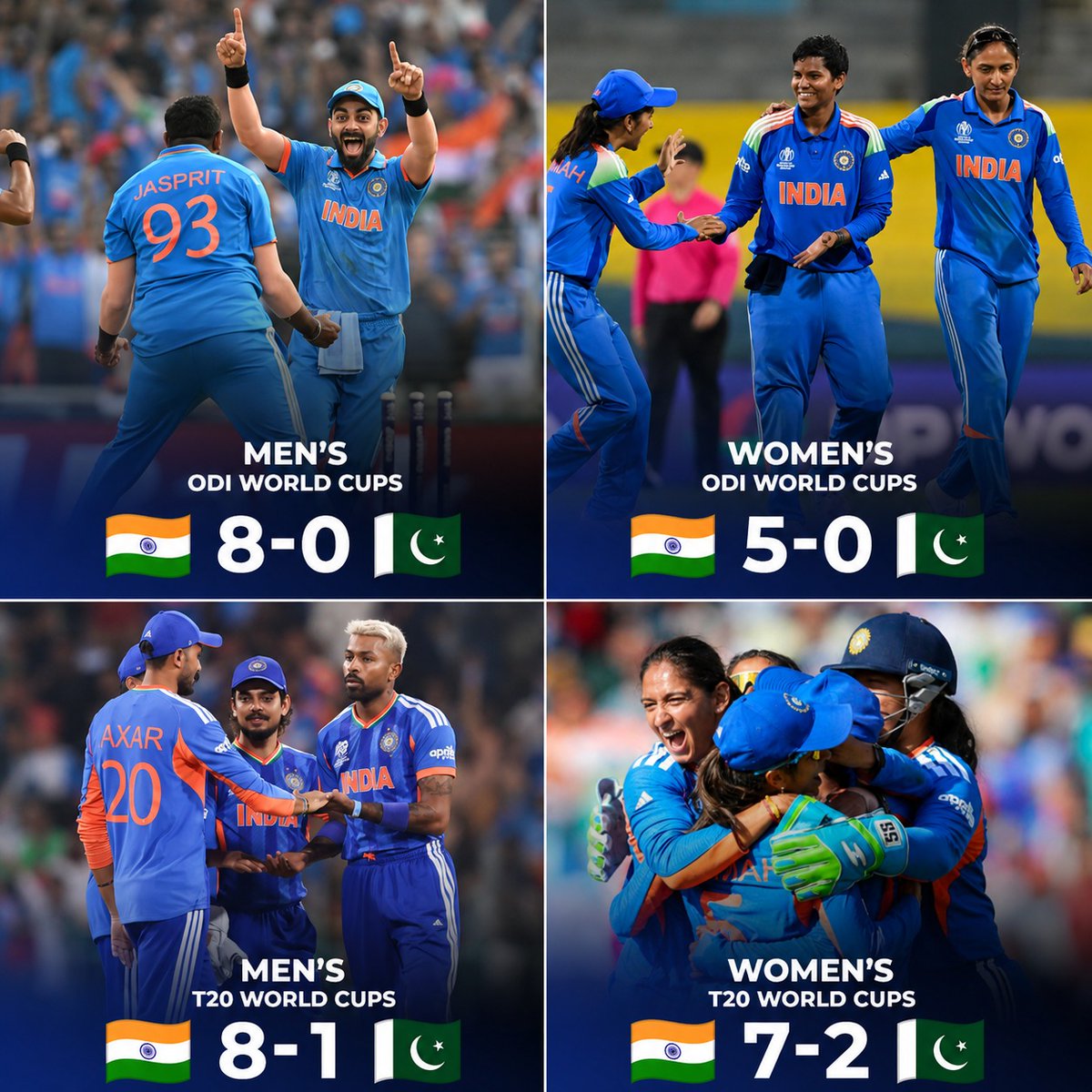 sazzer_vine1's tweet photo. The hype suggests an arch-rivalry, but the record paints a one-sided picture in Team India's favour. 🇮🇳📈 #indvspak https://t.co/igFmCJF5KC