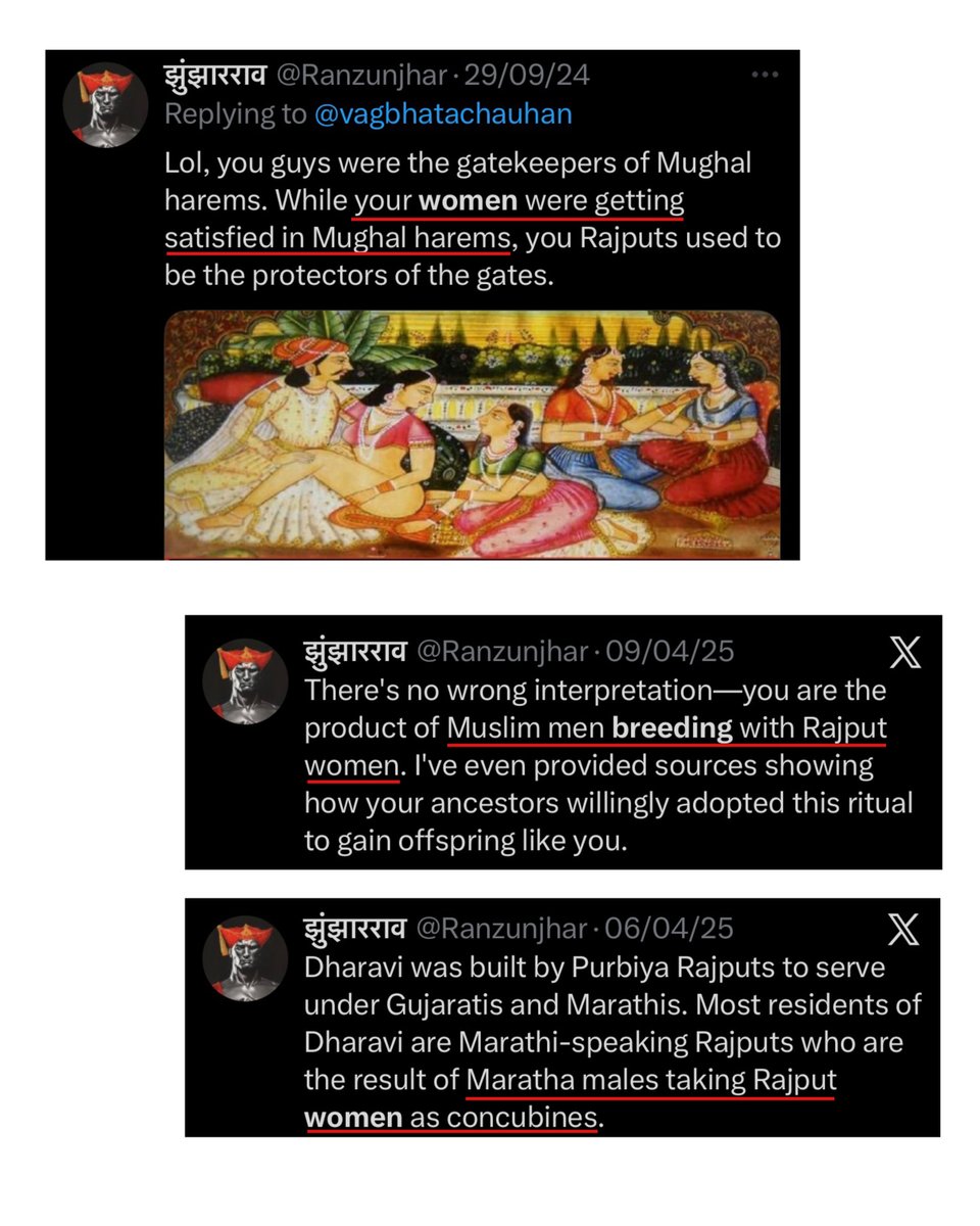 Syngh_Unleashed's tweet photo. Yeah, he’s a Rajput. That’s why he has enough shame to realise his mistake and publicly apologise for it. Meanwhile, let me show everyone how much respect filthy animals like you have for women.

Thread on Marathas &amp; their respect for women. I’ll keep adding to it :

[ 1/n 🪡🧵 ] https://t.co/n2xtesDm7L