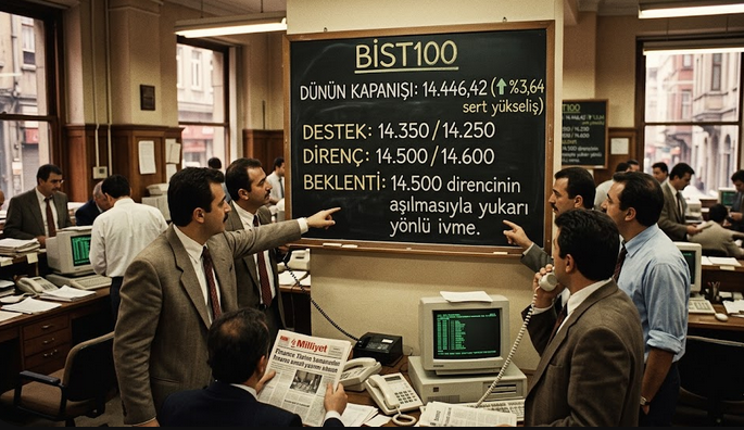 KriptoSon's tweet photo. Günaydın canlar, malı mülkü tahtaya yazanlar! ☕📈

Dünün Kapanışı:
 #BIST100 endeksi haftaya muazzam bir iştahla başladı ve %3,64 sert yükselişle 14.446,42 puandan günü mühürledi.

Bugünkü Beklenti: 
Dünkü güçlü hacimli kırılımın ardından alıcılı seyrin devamını, 14.500 direncinin aşılmasıyla yukarı yönlü ivmenin korunmasını bekliyorum.

Destek Seviyeleri: 14.350 / 14.250

Direnç Seviyeleri: 14.500 / 14.600

Günün Öne Çıkanları:

1-TÜİK'in açıklayacağı nisan ayı ciro ve ticaret satış hacmi verileri ile tarım üretici fiyat endeksi makro tarafta radarımızda.
2-Hazine ve Maliye Bakanlığı'nın bugün gerçekleştireceği kira sertifikası satışı ve sabit kuponlu tahvil ihracı piyasadaki likidite dengesi açısından izlenecek.
3-THYAO ve AKBNK öncülüğündeki hacimli banka-sanayi lokomotifi momentumu diri tutuyor.

Kemerleri bağlayın! 
Herkese bereketli ve yeşil bir seans dilerim. 👋

#Borsa #Hisse #XU100 #Finans #Yatırım