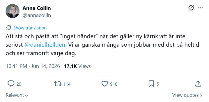 Trtter6's tweet photo. Vattenfalls presschef tröttnar på Daniel Helldéns lögner. https://t.co/aQ8BppCzy1