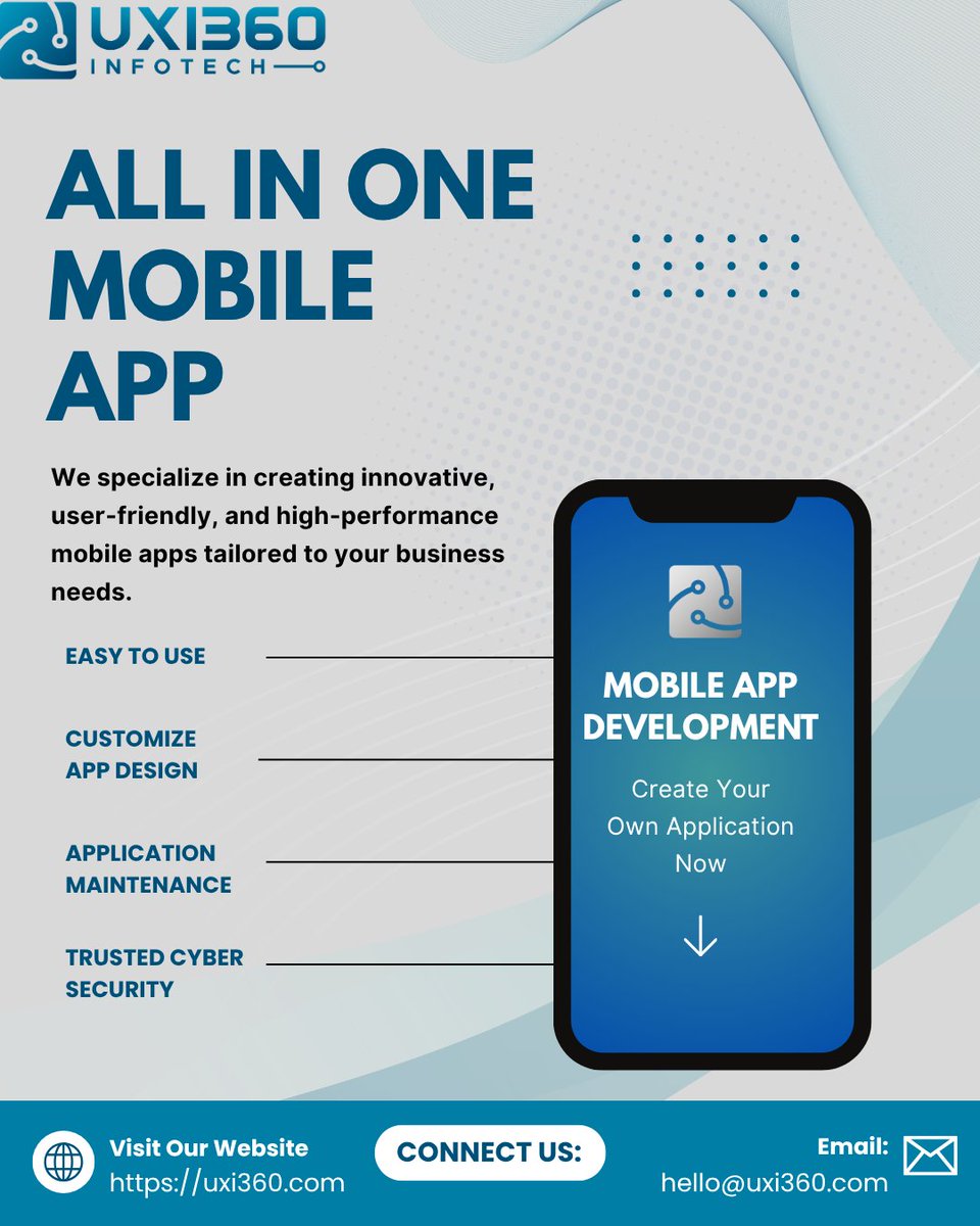 Uxi360InfoTech's tweet photo. 🚀 UXI360 InfoTech develops secure, scalable, and user-friendly mobile applications tailored to your business goals.
📱 Custom App Development
🎨 Unique UI/UX Design
🔒 Trusted Cybersecurity
🌐 https://t.co/p9OD9HZUra
 #MobileApp  #BusinessGrowth #DigitalSolutions #AppDevelopment https://t.co/SvT8rAiDmS