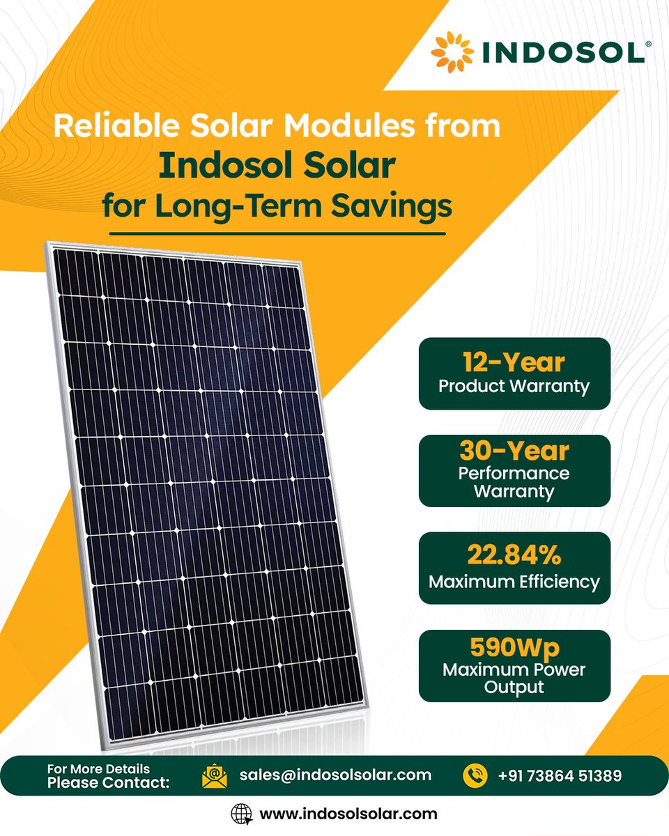 indosolsolar's tweet photo. Reliable Solar Modules from Indosol Solar for Long-Term Savings
#IndosolSolar #SSEL #SolarModules #SolarPanels #RenewableEnergy #SolarEnergy #CleanEnergy #Sustainability #GreenEnergy #SolarIndustry #PIDResistance #IndoTech #EnergyTransition #LongTermSavings #WindEnergy https://t.co/wdia573TW0