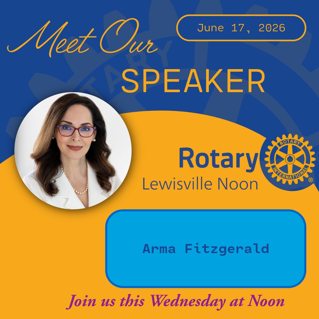 RotaryofChoice's tweet photo. 🎉 Join us this Wednesday, June 17th! We can't wait to connect at our exciting meeting featuring the amazing Arma Fitzgerald as our special guest! See you there! 🚀 #LewisvilleNoonRotary #PeopleOfAction #ServiceAboveSelf #LastingImpact #Rotary https://t.co/rkNDE6FwIU