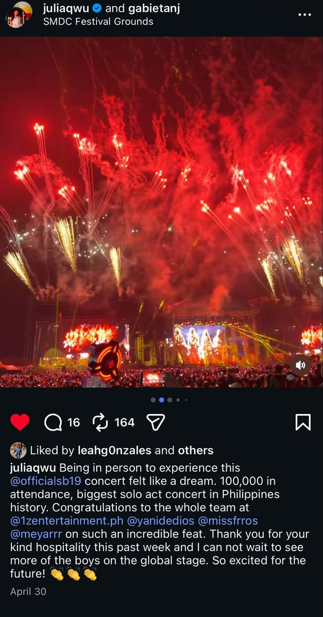 itsmemikoreyes's tweet photo. Julia Wu attended #SB19's  'Wakas at Simula concert. She is the co-founder of Lunari Global.

WHAT/WHO IS LUNARI GLOBAL?
-They promote and organize high-profile concerts and fan meets, primarily bringing K-Pop acts and international stars to fans.
-Lunari manages global careers and cross-cultural media partnerships, representing artists and creators across North America and Asia. 
-They connect brands with talent through localized endorsements and creator integrations. 

@SB19Official teamed up with the U.S.- and Southeast Asia-based LUNARI Global through their 1Z Entertainment, aiming to boost cross-border concerts and fan events. LUNARI called them the 'Kings of P-pop' after hitting 1 billion Spotify streams, selling out their record-breaking 'Wakas at Simula' concert, and lining up historic slots at Lollapalooza Chicago and Summer Sonic Japan. Formed in 2018 by Pablo Nase, Josh Cullen Santos, Stell Ajero, Ken Suson, and Justin de Dios, SB19 went independent in 2023 to champion Filipino talent like girl group XONARA. A'TIN fans celebrated online, while LUNARI cofounder Julia Wu called it an absolute honor.