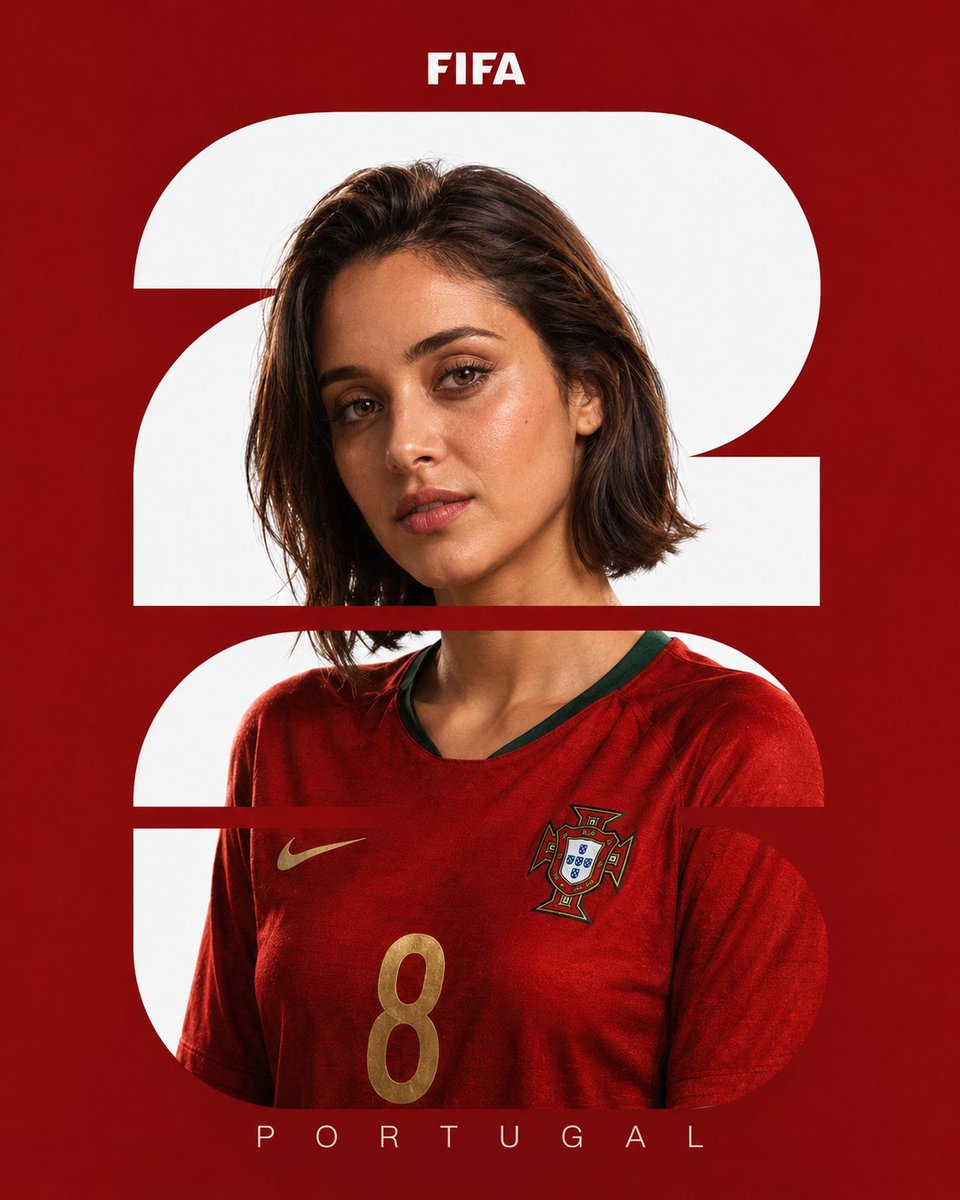 Maercihh's tweet photo. Daniela Melchior X Celeste Cid

GPT image 2.0 on ChatGPT.

Prompt:

{
  "prompt_name": "FIFA_Player_Poster_Template",
  "reference_image": {
    "type": "uploaded_image",
    "usage": "face_reference",
    "preserve": [
      "facial structure",
      "skin tone",
      "eye shape",
      "hair style",
      "identity"
    ],
    "strength": 0.9
  },
  "team": {
    "name": "Portugal",
    "auto_apply": {
      "jersey_colors": true,
      "team_badge": true,
      "background_palette": true,
      "text_label": true,
      "number_style": true
    }
  },
  "style": {
    "genre": "premium sports poster",
    "quality": "ultra realistic",
    "render_style": "photorealistic studio photography",
    "lighting": "soft cinematic key light with subtle rim light",
    "mood": "elite athlete portrait, confident, iconic"
  },
  "composition": {
    "aspect_ratio": "4:5",
    "camera_angle": "eye level",
    "crop": "mid torso portrait",
    "pose": "front facing with slight head tilt",
    "expression": "serious, calm confidence"
  },
  "poster_design": {
    "top_text": "FIFA",
    "large_background_number": "22",
    "bottom_text": "{TEAM_NAME}",
    "number_overlay_style": "large bold white typography behind subject with layered cut-through effect",
    "layout": "center subject, text integrated into composition"
  },
  "jersey": {
    "type": "official national football jersey",
    "team_based": true,
    "details": [
      "accurate team colors",
      "official crest on chest",
      "sportswear fabric texture",
      "subtle sweat realism",
      "player number on front"
    ],
    "player_number": "8"
  },
  "background": {
    "type": "minimal gradient studio backdrop",
    "color_source": "team_palette",
    "effects": [
      "soft vignette",
      "clean premium poster finish",
      "subtle depth separation"
    ]
  },
  "quality_controls": {
    "sharp_focus_on_face": true,
    "skin_texture_realistic": true,
    "natural_proportions": true,
    "avoid_ai_artifacts": true,
    "high_detail_fabric": true
  },
  "negative_prompt": [
    "deformed face",
    "extra limbs",
    "blurry eyes",
    "bad typography",
    "incorrect jersey logo",
    "cartoon style",
    "low quality skin",
    "distorted hands"
  ]
}