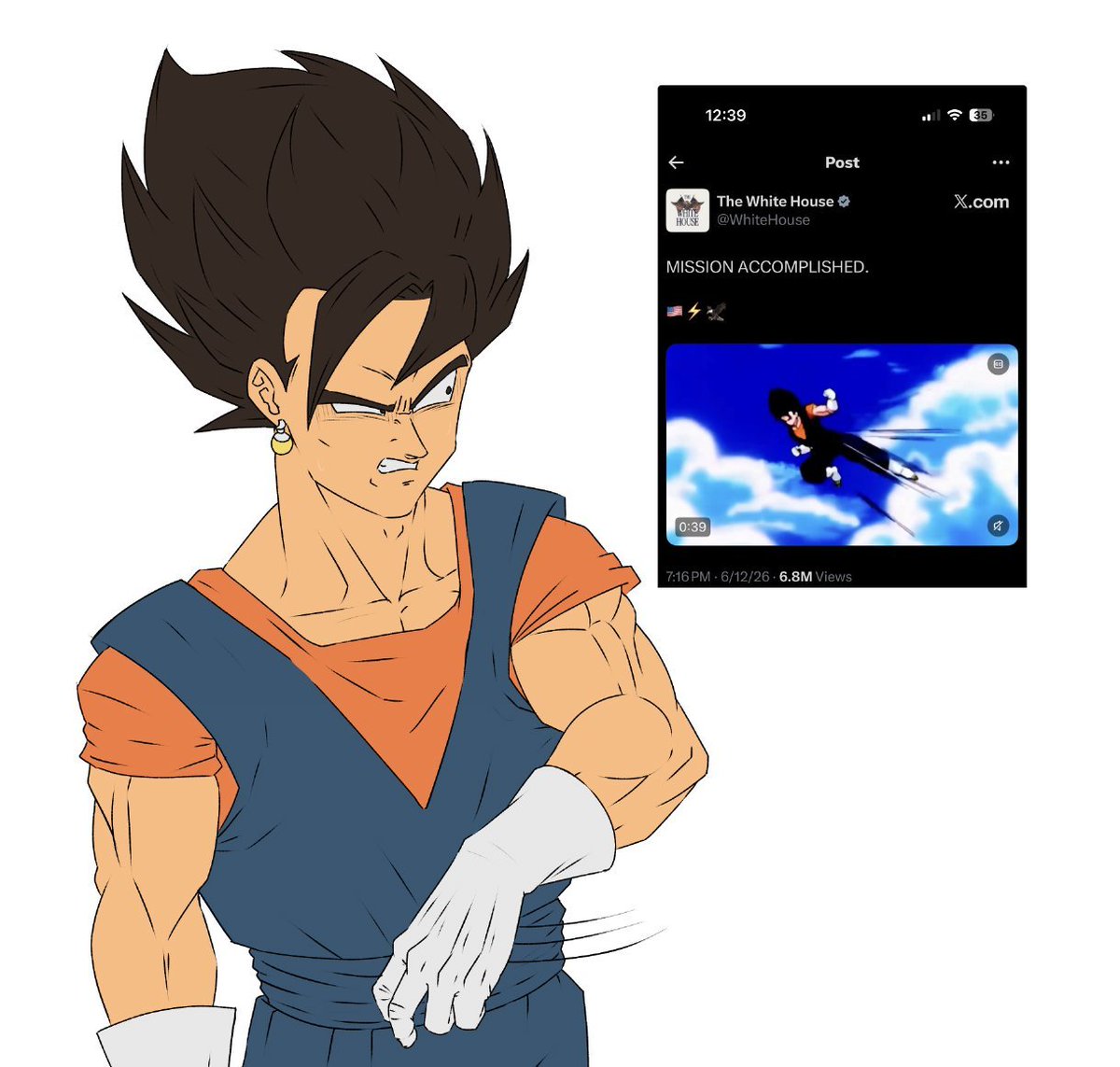 KingDeegee's tweet photo. Vegito is not a fan of the US government https://t.co/ZcJMbAI0Sb
