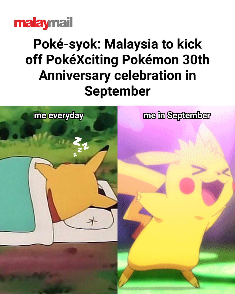 malaymail's tweet photo. Malaysian Pokémon fans, Kuala Lumpur is set to host a slew of events to celebrate the Pokémon 30th Anniversary celebrations. 

Mark your calendar for September 12 and 13 because KL is going to be the first city in the region to host the PokeXciting party at KLCC Park, with a special drone show and the Petronas Towers as a backdrop.

There will also be stage shows that will feature beloved Pokémon mascots.

Entrance is free, no tickets required.