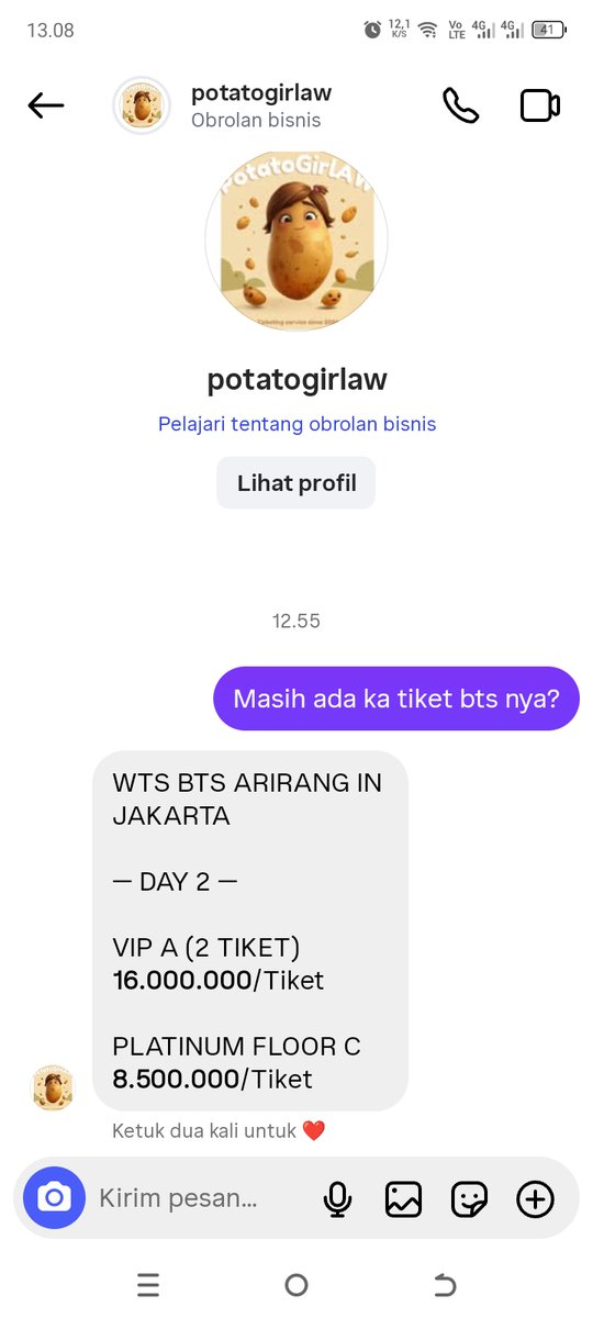 itenkan's tweet photo. @potatogirlaw Mantabb harga nya 😎😎 https://t.co/Fz5TaFiCSU