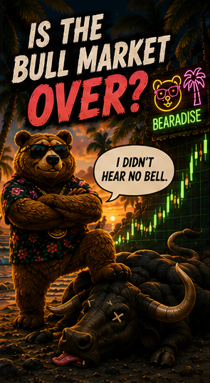 bearadiseSOL's tweet photo. I didn't hear no bell. 
Bull market over? 
Not in Bearadise. 
🔔 $BEARADISE 
🐻🌴 https://t.co/1jwo5fJ5Yz