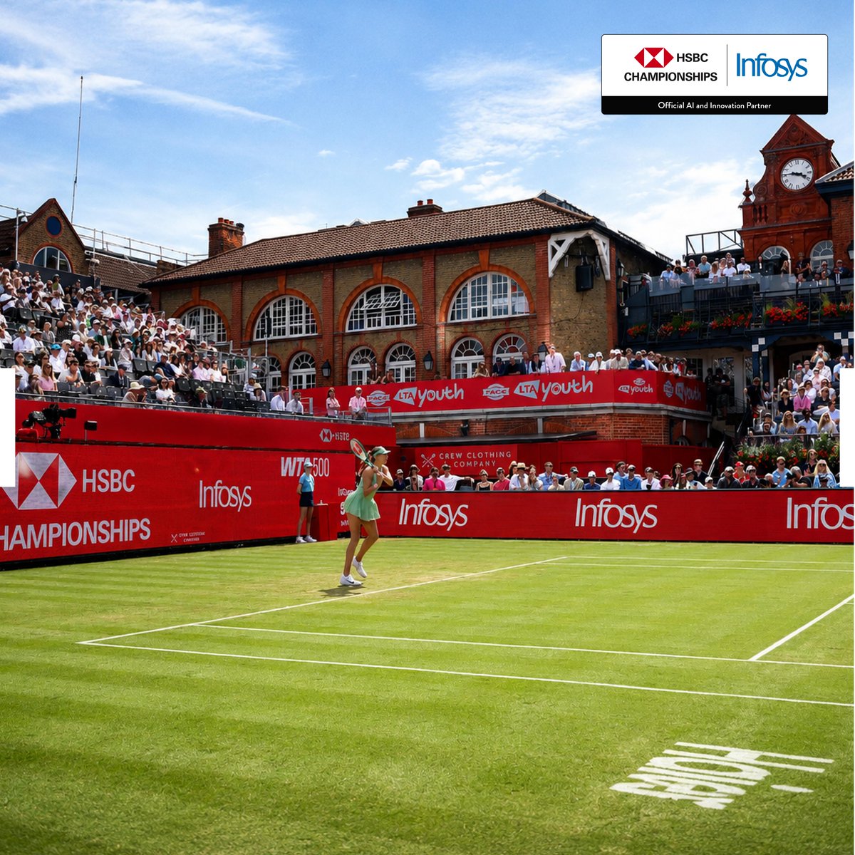 Infosys's tweet photo. That’s a wrap on week 1 at the HSBC Championships. A new champion was crowned in a thrilling final, served with a side of English summer sunshine and fun at the Infosys Fan Zone. 

#LTAxInfosys #HSBCChampionshipsWithInfosys #NavigateYourNext https://t.co/1A8jTvJG4p