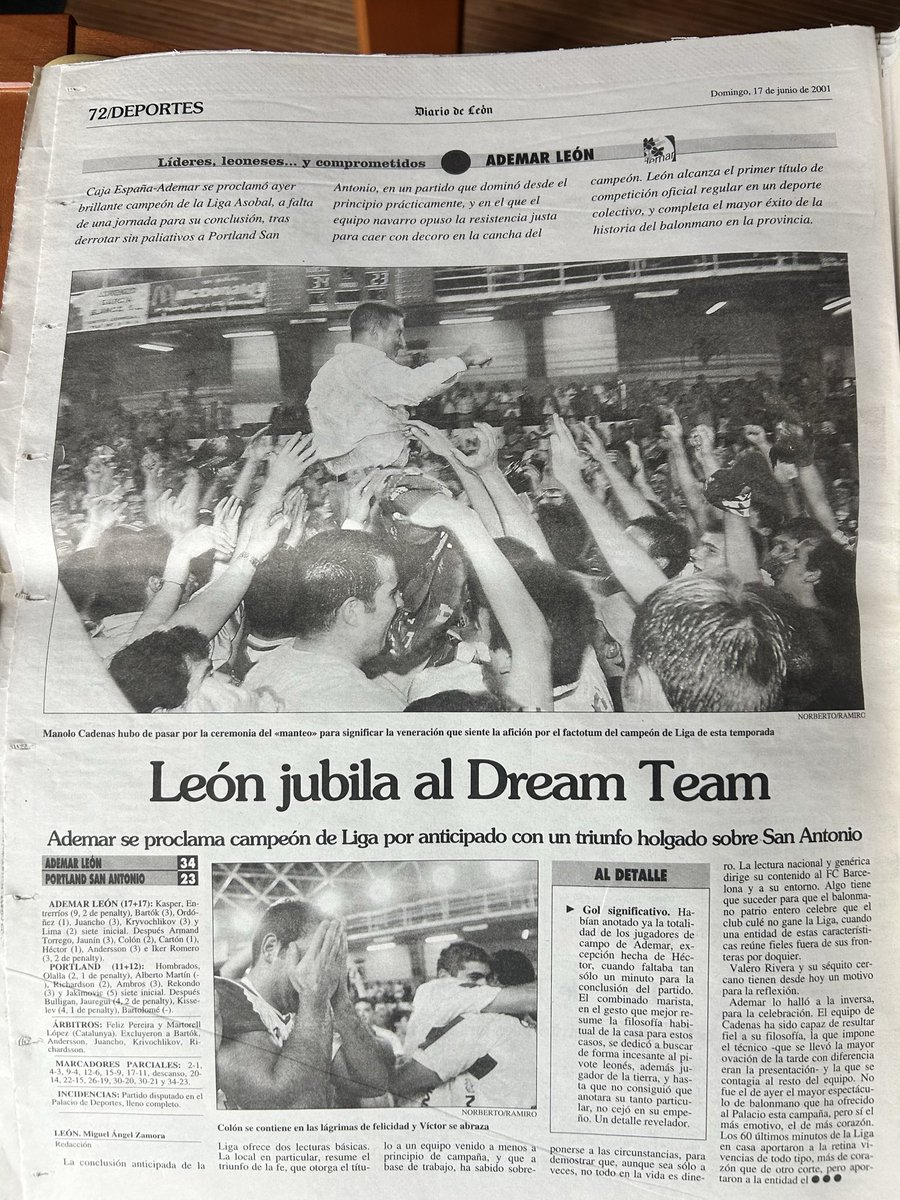 40x20_LEON's tweet photo. Hoy se cumplen 25 años dl histórico día en q nuestro @ADEMARLEON lograba ganar la liga @ASOBAL ante los poderosos Portland y Barsa, entre otros. Un sueño hecho realidad q disfrutamos muchísimo. https://t.co/aMWf2A4auR