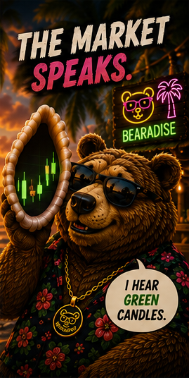 bearadiseSOL's tweet photo. The market speaks. I hear green candles. 📈 $BEARADISE 🐻🌴 https://t.co/ya9mbl7EDX