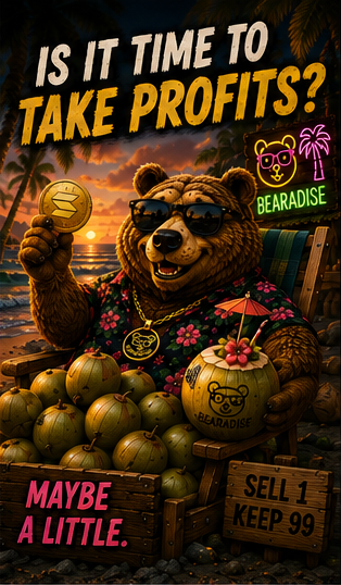 bearadiseSOL's tweet photo. Sell 1. Keep 99. Maybe a little. 🥥 
Time to take profits? Nah. 
$BEARADISE 
🐻🌴 https://t.co/aTicSucS87