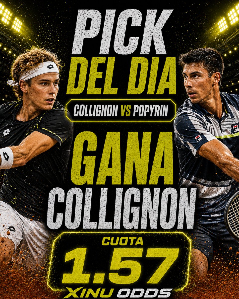 xinuodds's tweet photo. PICK DEL DÍA 🎾
El otro día ya confiamos en Collignon y salió bien. Hoy volvemos a ir con él.
Llega con buenas sensaciones, jugando sólido y con confianza para competirle de tú a tú a Popyrin.
Collignon gana @1.57
Seguimos. ✅ https://t.co/TA4HvkyrSb