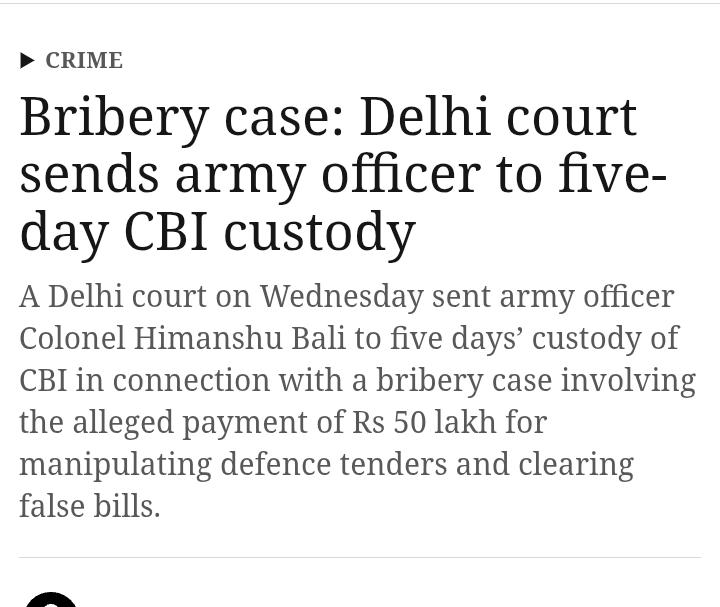 indian_affairs0's tweet photo. The arrest of Colonel Himanshu Bali over an ₹50 lakh bribery and hawala-linked defense procurement racket raises serious concerns about corruption within India's military establishment. 
@IndianExpress @VajraCorps_IA https://t.co/gv75IWYZEZ
