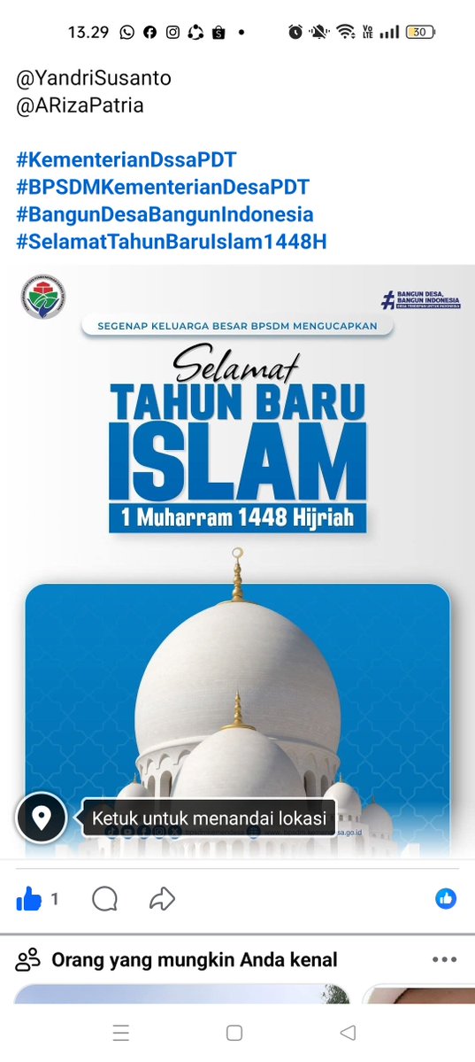 vindy31523's tweet photo. Semoga momentum pergantian tahun ini menjadi inspirasi utk  terus meningkatkan kualitas diri, mempererat silaturahmi &amp; meraih keberkahan.
@YandriSusanto
@ARizaPatria
#KementerianDssaPDT
#BPSDMKementerianDesaPDT
#BangunDesaBangunIndonesia
#SelamatTahunBaruIslam1448H https://t.co/ehjkjDeQVJ