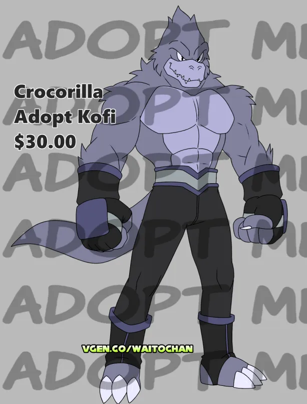 waitochan's tweet photo. Crocorilla Ad0pt 
P@ypal or Kofi 
DM to claim or get it on Kofi!
RT are appreciated! 
Kofi L1nk in replies  
#adopts #adoptables #oc #adoptabledesign https://t.co/Dqdh624RRj