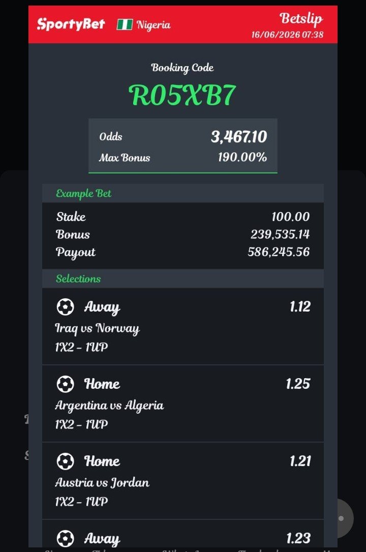 Ezegemperor1's tweet photo. R05XB7
3k odd for today
Congratulations to those that won their edit yesterday
We move again 😍
#WINVIP https://t.co/BlaINwb1mV