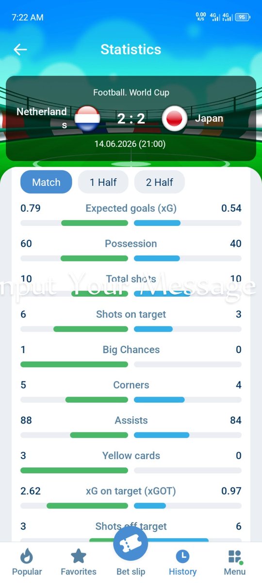 daniel_ememe's tweet photo. You mark my ticket that I picked over 19.5 shots between Netherland vs Japan as a loss. Where as they played 20 shots in total. Please correct it!
@1xbetngofficial https://t.co/aUm2sQ5wZd