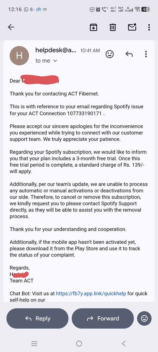 Indias_pride's tweet photo. @ACTFibernet No you have not solved the issue instead asked me to contact @Spotify who replied that the contact ACT as if it is being shown on their App. Either solve the issue or take back your modem and router I will find the suitable substitute. https://t.co/dlQqQvH7uf